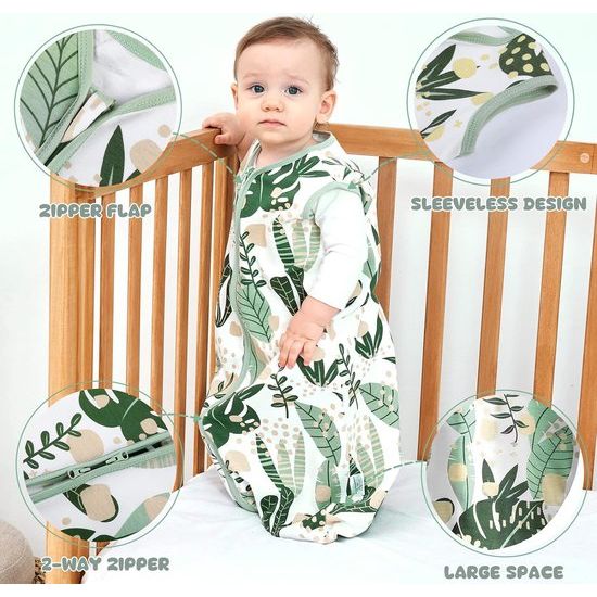 2 stuks slaapzakken baby zomer 100% katoen 0,5 Tog zomerslaapzak ademende babyslaapzak 84 cm voor jongens meisjes pasgeborenen 12-18 maanden