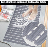 Antislipbadmat 90 x 40 cm: machinewasbare douchemat met zuignappen Opvouwbare veiligheidsbadmat van TPE - antislipmat voor badkuip met snelle afvoer (donkergrijs)
