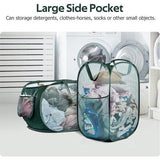 Opvouwbare wasmand, 2 stuks, 70 liter, pop-up wasmand, inklapbaar, groot met mesh, 36 x 36 x 58 cm, laundry manden met handgrepen, opvouwbare stoffen mand, statiegeldflessen, verzamelbak