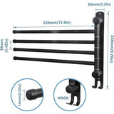 Stainless Steel Towel Rail Bathroom Swivelling 4 Arms Towel Rail Wall Mounted 32 cm Brushed Towel Rail for Kitchen, Toilet, Wardrobe and Bathroom, Black