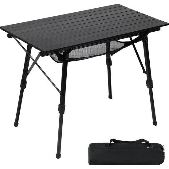 Campingtafel, opvouwbaar, in hoogte verstelbaar, klaptafel, aluminium, 90 x 53 cm, voor 4 personen, gemakkelijk op de camping, inklapbare vouwtafel