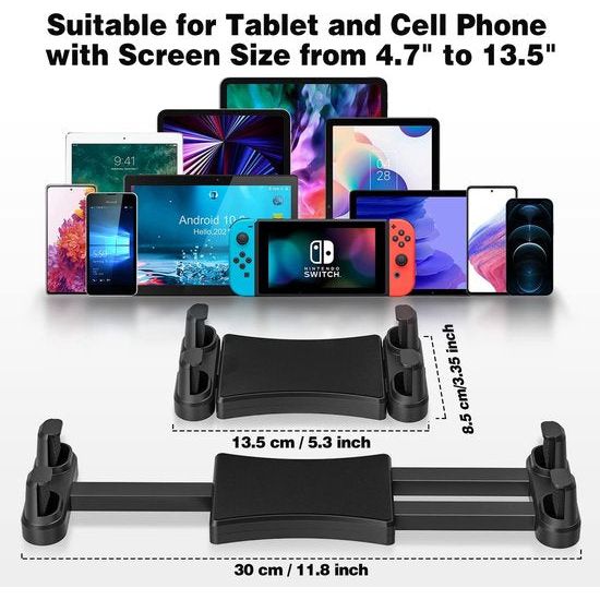 Tablethouder voor het dashboard, keukenwandhouder voor iPad/iPad Mini, Samsung Galaxy, smartphones en tablets, 4,7-13,5 inch, verstelbare tabletstandaard voor keuken, slaapkamer, badkamer, auto