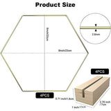 Metaalringen om mee te knutselen, 4 stuks 23 cm zeshoekige metaalringen met 4 houten standaarden, decoratieve ring met voet, houten standaard, krans, metaalring voor doe-het-zelf dromenvangers, bruiloftsdecoratie en doe-het-zelf.