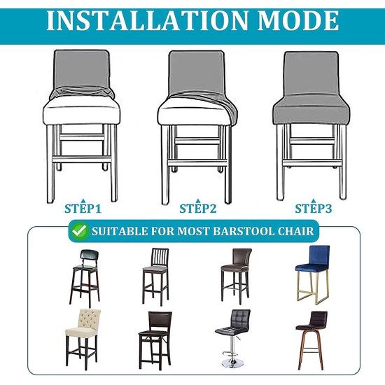 Stoelhoezen, Set van 4, Stretch barkrukhoezen, afneembaar, wasbaar, Stoelbeschermers, barkrukken, Stoelhoezen Voor Bar Café Bar (rood, 4 stuks)