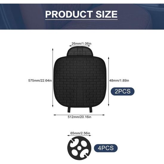 Zitkussen auto 2 stuks universele stoelkussens voorstoelen auto stoelkussens zacht en ademend autostoelkussen antislip onderlegger voor autostoel bureaustoel zwart