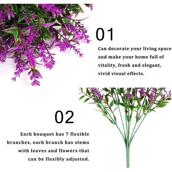 12 Bundles Artificial Lavender Flowers Artificial Flowers Red Lotus Bushes Fake Plant Artificial Shrubs Plastic Flowers Decoration Indoor for Home Garden Window Porch Flowers Arrangement Wedding