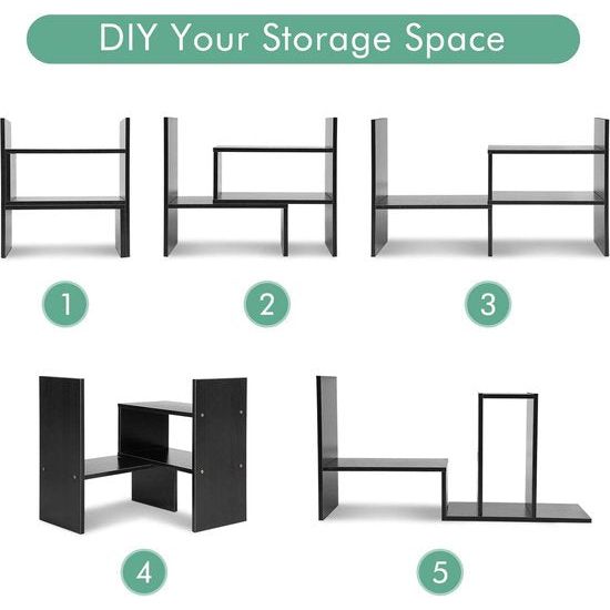 bureaurek, boekenrek van hout, creatief rek voor kasten, plank voor tafel-organizer, doe-het-zelf boekenrek, klein, verstelbaar