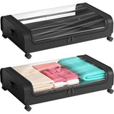 Onderbedopbergbox 2-delig onderbedkist met wieldeksel 48L metalen frame bedboxorganizer opbergtas opvouwbaar onderbedbox voor kleding schoenen dekens beddengoed zwart