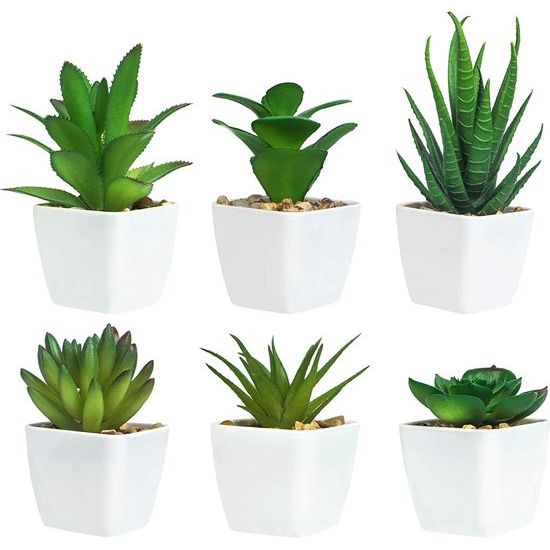 6 stuks Kunstplanten voor Buiten, Kunstplanten, Badkamer, Kunstplanten in pot, Kunstvetplanten, Tafeldecoratie, Huis, Balkon, Kantoor, Decoratie, Herbruikbaar (groen)