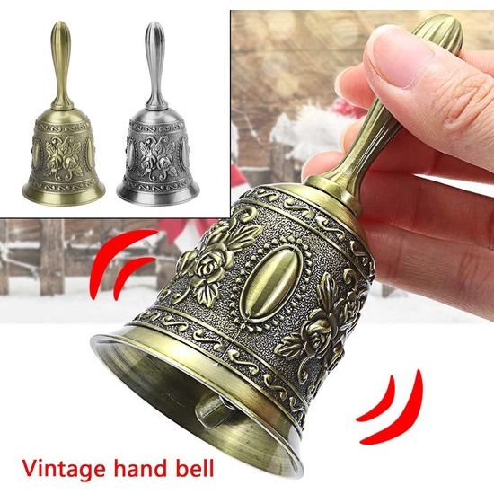 2 stuks klassieke zinklegering restaurantservicebel kersthandbel tafelbel maaltijdbel handbel voor belwaarschuwing diner bij de receptie hotelservice