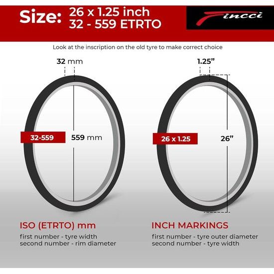 Paar banden 26 x 1,25 Slick Inch 32-559 fietsbanden voor stadsfietsen racefietsen mountainbike MTB hybride grind met 26 x 1,25 fietsjas (2 stuks)