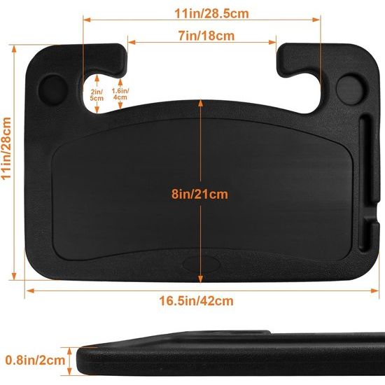 Autostuurbureau, zwarte draagbare stuurwieltafel, multifunctioneel stuurwielbureau, voedselstuurbureau, stuurwielcomputertafel voor de meeste voertuigen stuurwielen, 42 x 28 cm