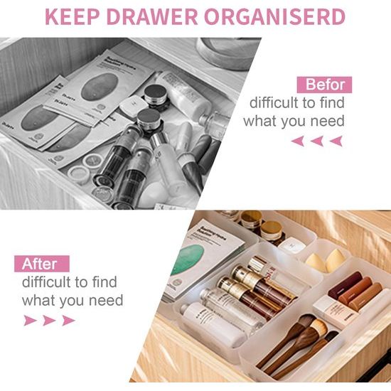 Schuiflades opbergsysteem bureau lade organizer dienbladen kunststof opbergdozen verdeler make-up organizer voor keuken slaapkamer kantoor.