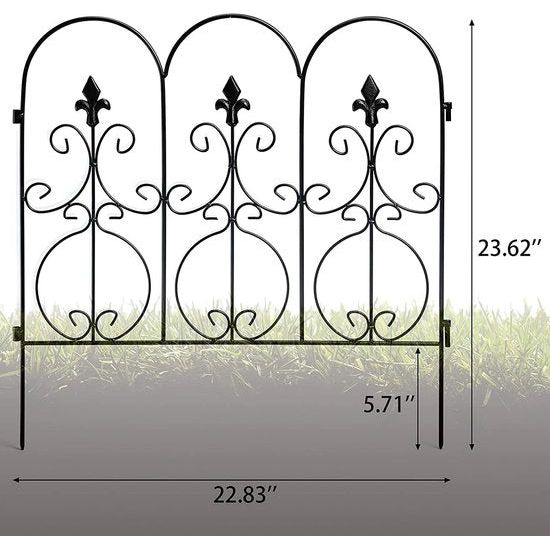 Plant Trellis voor Outdoor Tuin Decoratieve Tuinomheining 4 Zwarte Panelen Metalen Opvouwbare Bloem Bed Dier Hond Barrière Grens Rand Sectie