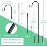 2 stuks tuinherderhaken, 89 cm, herdershaak, metalen tuinpaal met haak, lantaarnstaaf, herdersbooghaak voor lantaarns, lampen, vogelkooien, bruiloften, plantenmanden
