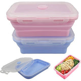Set van 2 opvouwbare voedselbewaardozen met deksel, opvouwbare siliconen broodtrommel, BPA-vrij, opvouwbare voedselbewaarcontainers, siliconen opvouwbare container, voor kamperen, picknicken, wandelen, kantoor, keuken
