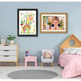 Kinderfotolijst A4, wandmontage, max. 150 vel, kinderkunstwerk, tekening, opbergruimte, zwart