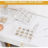 Acryl Sieraden Organizer Sieradendoos voor Dames Doorzichtige Sieradenopslag Sieradendoos Sieradendoos met 3 Laden voor Oorbellen, Ringen, Armbanden -Wit
