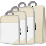 Kofferorganizerset, 4-delig, Packing Cubes, waterdichte reis-kledingtassen, paktassen voor koffer, verpakkingskubus met make-uptas, schoenentas (beige)