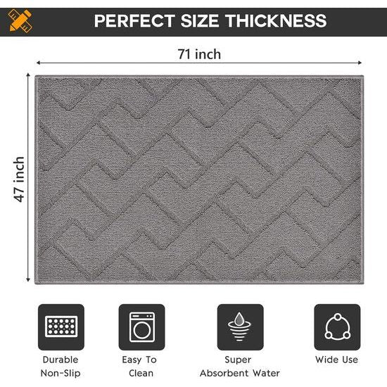 Deurmat voor binnen en buiten, wasbaar, binnentapijt, vuilvangmat, antislip, deurmat voor ingang, patio, hal, tuin, binnen en buiten (grijs, 119 x 180 cm)