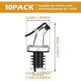 10 stuks schenkers voor olieflessen, flessenschenkers met klep, roestvrijstalen olieschenkers, sterke drankschenkers voor flessen, wijn, schenkolie, lekvrije wijnschenkers voor keuken en bar