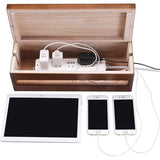 Houten Kabelbeheerbox voor Verlengkabels Stekkerdozen Overspanningsbeveiliging Kabelbeheer Concealer Organizer Cover voor Bureau Thuiskantoor Keuken (Bruin)