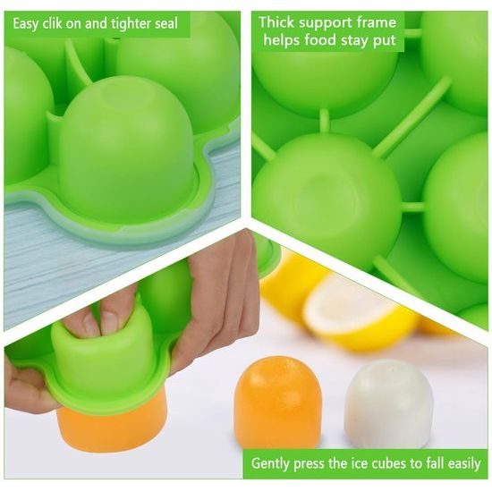 Opbergdoos voor babyvoeding, 9 vakken, met siliconen deksel, perfect voor zelfgemaakte babyvoeding, groenten, ijsblokjes, fruitpuree en moedermelk (groen)