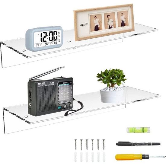 43 cm acryl wandrekken, wandrekken voor slaapkamer, wandrekken voor verzamelobjecten, Funko Pop, luidsprekers, planten, set van 2