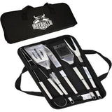 Grillbestek-set, grillaccessoires, 5-delige grillset, cadeau voor mannen, verjaardag, grilltang, grillborstel, grillmes, kwast met siliconen, grillspatel, cadeau-idee, Kerstmis