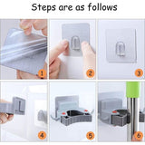 Apparaathouder, zelfklevende dweil- en bezemhouder, boren niet nodig, voor keuken, badkamer, tuin, garage, 6 stuks