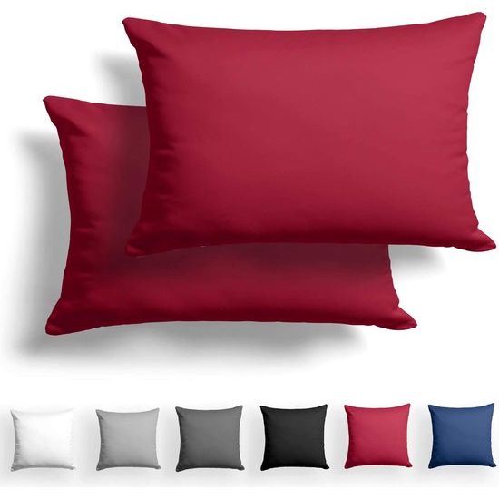 Renforcé kussensloop, set van 2, 50 x 75 cm, wijnrood, 100% katoen met YKK-ritssluiting, Oeko-Tex®-standaard gecertificeerd, alleen kussensloop