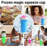 Slush beker siliconen knijpbeker slush ijsbeker om te kneden bevroren maker smoothie beker zomer slush cup met rietje lepel voor lekkere slush ijs (geel)