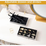 Acryl Sieraden Organizer Sieradendoos voor Dames Duidelijke Sieradenopslag Sieradendoos Sieradendoos met 3 Laden voor Oorbellen, Ringen, Armbanden - Zwart