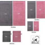 10-delige handdoekenset "Premium" oudroze & antraciet, kwaliteit 470 g/m², 2 badhanddoeken 70 x 140 cm, 4 handdoeken 100 x 50 cm, 2 gastendoekjes 30 x 50 cm, 2 washandschoenen