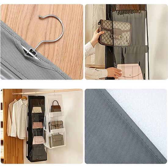 Tassen Handtas Organizer Opknoping, Handtas Organizer Oxford Stof Opknoping Plank Garderobe Organizer voor Familiekast Slaapkamer, Opvouwbaar en Universal Fit