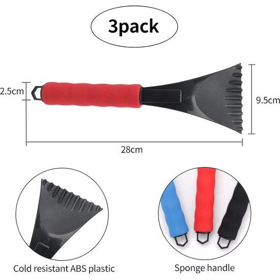 3-delige auto-ijskrabber, ijskrabber voor auto, ijskrabber voor auto's, gebruikt voor de achterruit en ijskrabber