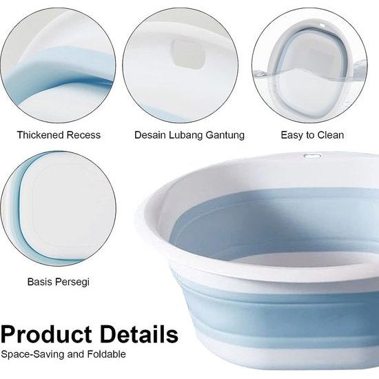 Opvouwbare kom, 2 stuks 9 l wasbak, opvouwbare opvouwbare kom, multifunctionele inklapbare spoelbak, 32 cm, ronde inklapbare wastafel, plastic bak voor outdoor, camping, wandelen (blauw en roze)