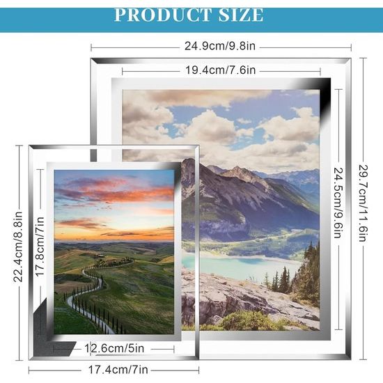 Set van 4 fotolijsten glas fotolijsten 13 x 18 cm, fotolijst met staand, portretlijst voor bruiloften, familie, kantoren, jubileum, plexiglas fotolijst om neer te zetten, zilver