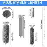 Telescopische wasbare plumeau, microvezelstofdoek met aluminium telescoopsteel 230 cm, microvezelstofdoek hoekbezem voor het reinigen van plafonds, spinnenwebben, kroonluchters, gaten