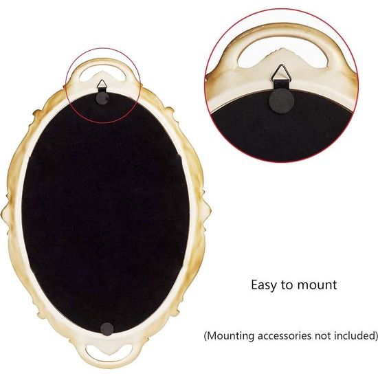 Vintage spiegel kleine wandspiegel hangspiegel 36,8 x 25,4 cm ovaal goud 2 stuks