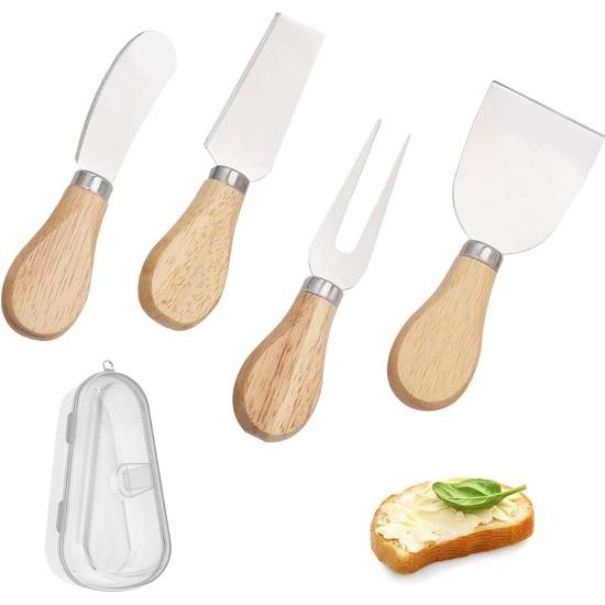 5 stuks kaasmessenset, botermes, 12 cm, taartmes, roestvrij staal, botermes, kleine kaasmessenset, kleine serveerspreaders, perfect voor cake, dessert en kaassalade
