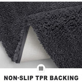 Badkamertapijtset 2-delige badmat antislip wasbaar zacht hoogpolige badmat pluizige microvezel badmattenset - 40 x 60 cm + 50 x 80 cm, donkergrijs