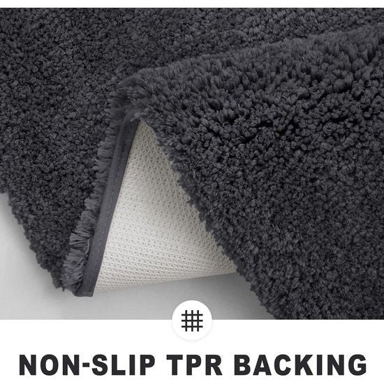 Badkamertapijtset 2-delige badmat antislip wasbaar zacht hoogpolige badmat pluizige microvezel badmattenset - 40 x 60 cm + 50 x 80 cm, donkergrijs