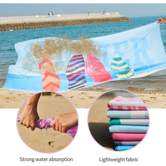 Strandhanddoek, groot, microvezelhanddoek 180 x 90 cm, zandafstotend, sneldrogend microvezelstrandhanddoek, groot, voor strand/zwembad/strandstoelen (zomerskateboard)
