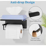 Toilet Paper Holder Toilet Paper Holder No Drilling Toilet Paper Holder Black Toilet Roll Holder Self-Adhesive Toilet Paper Holder with Shelf Toilet Paper Holder