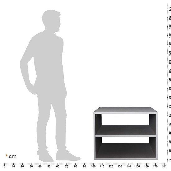 boekenkast, 2 vakken, 60 x 45 x 40 cm, smal rek, spaanplaat van hout, modern, grijs, staand rek, kantoorboekenkast, rekken en planken, printerstandaard, printerrek, archiefkast