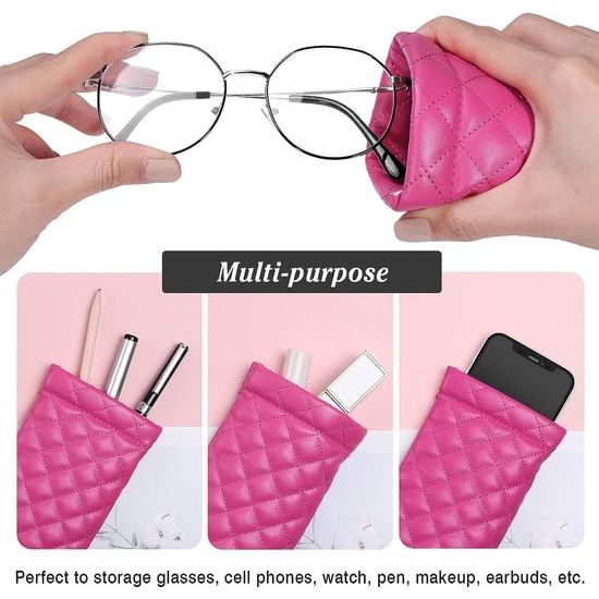 Brillenkoker, 2 stuks draagbare zonnebrillen etui met kliksluiting brillenkoker zachte bril beschermhoes leesbrillenetui voor dames met reinigingsdoekje