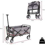 Opvouwbare bolderkar, vouwwagen, outdoor, handwagen, transportwagen met parkeerrem, 75 x 47 x 87 cm