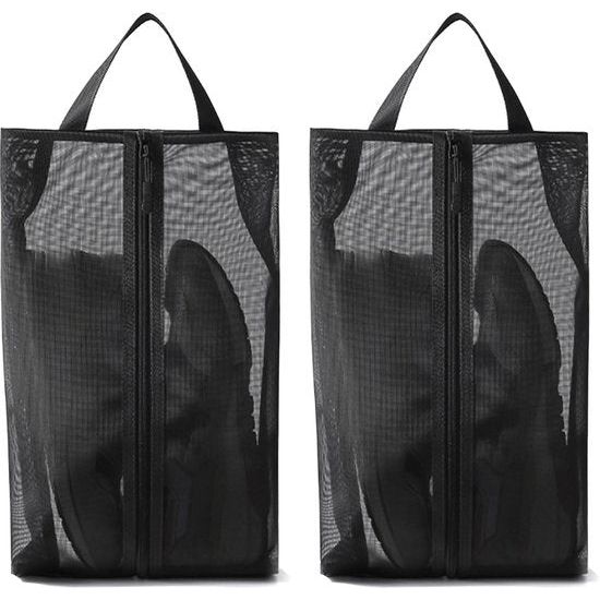 2 stuks schoenenzak voor op reis, ademend, stofdicht, schoenenzak, schoenentas met ritssluiting, vuilafstotende schoenenzak, mesh schoenenorganizer voor thuis en op reis, 2 stuks., schoenentas