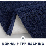 Antislip zachte mat voor toilet met uitsparing, afmetingen 51 x 61 cm, absorberende badmat, staande toiletmat, wasbare badmat voor toilet, marineblauw.